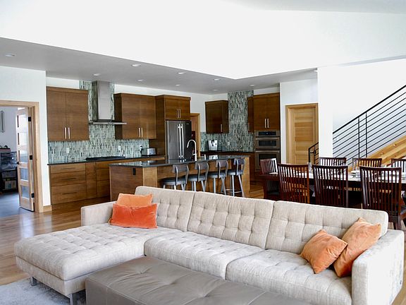 Main floor open living / dining / kitchen