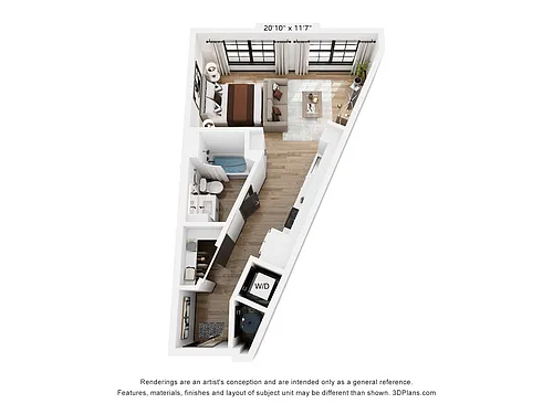 Floor plan S2: 0 Bed 1 Bath