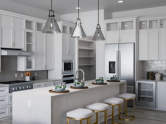 Virtually rendered kitchen of the Plan 7 at Villas in Buena Park.