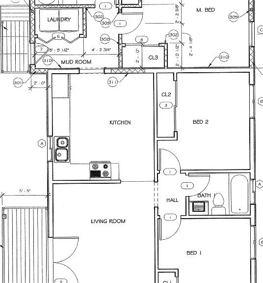 3 bd, 2 bth, 1280 sq ft floor plan