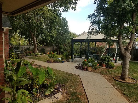 Gazebo with concrete walkways