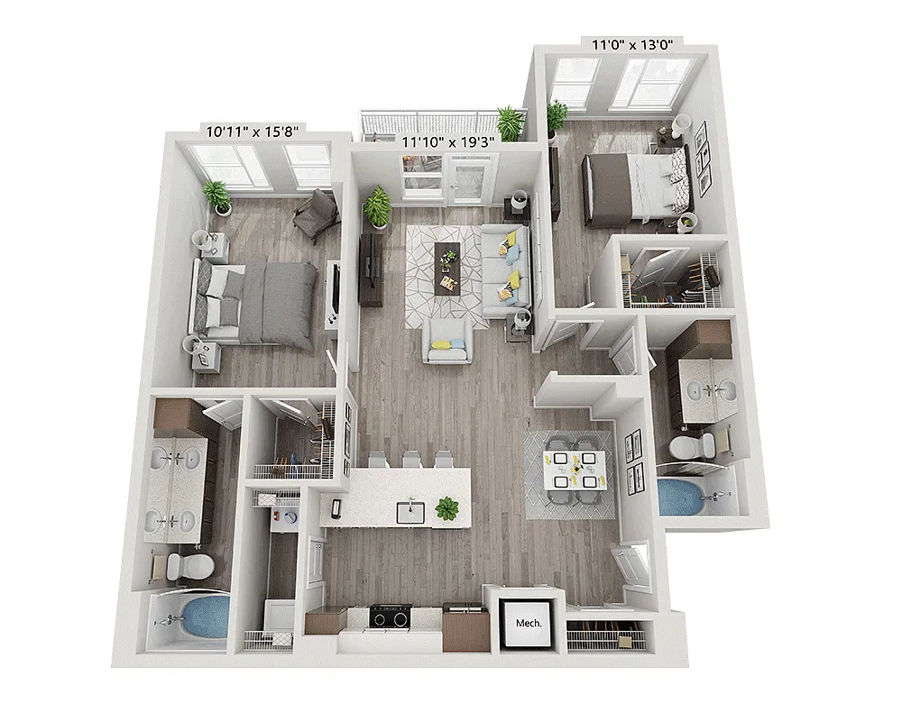 Floor plan Two Bedroom B2M