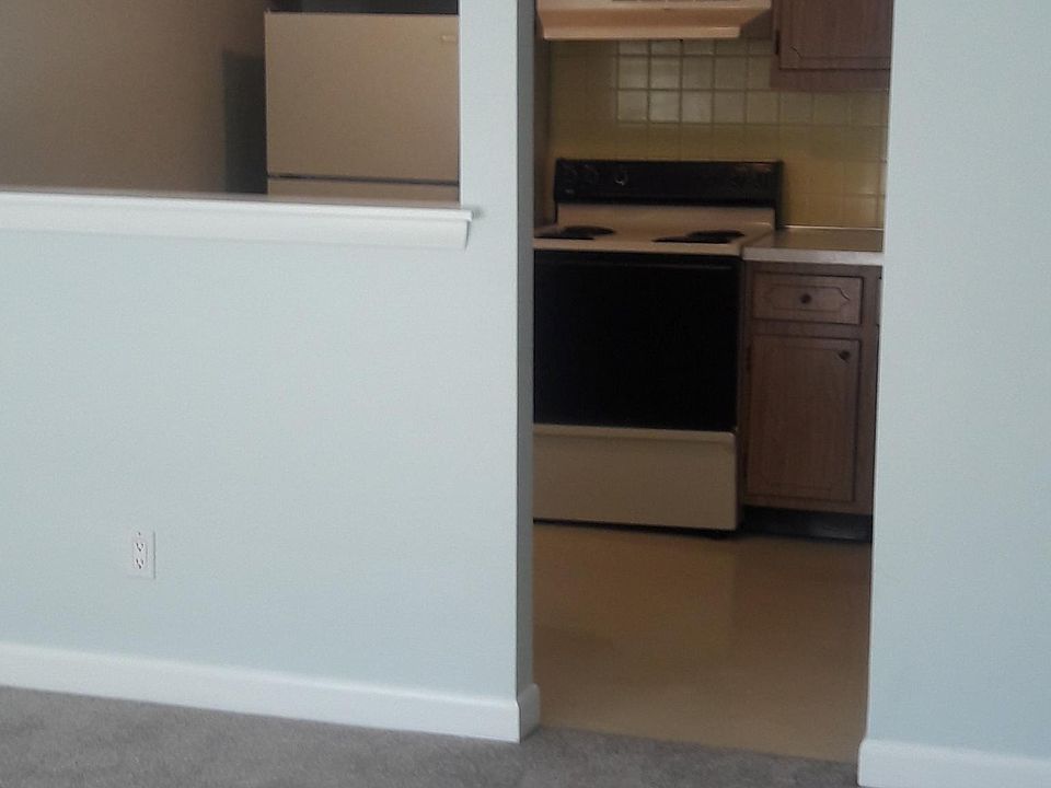 Kitchen opens onto living room.