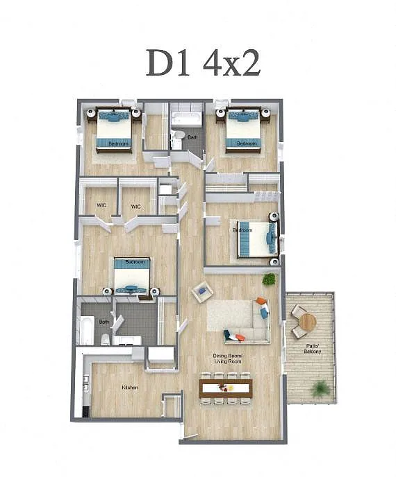 Floor plan 4 Bedrooms | 2 Baths
