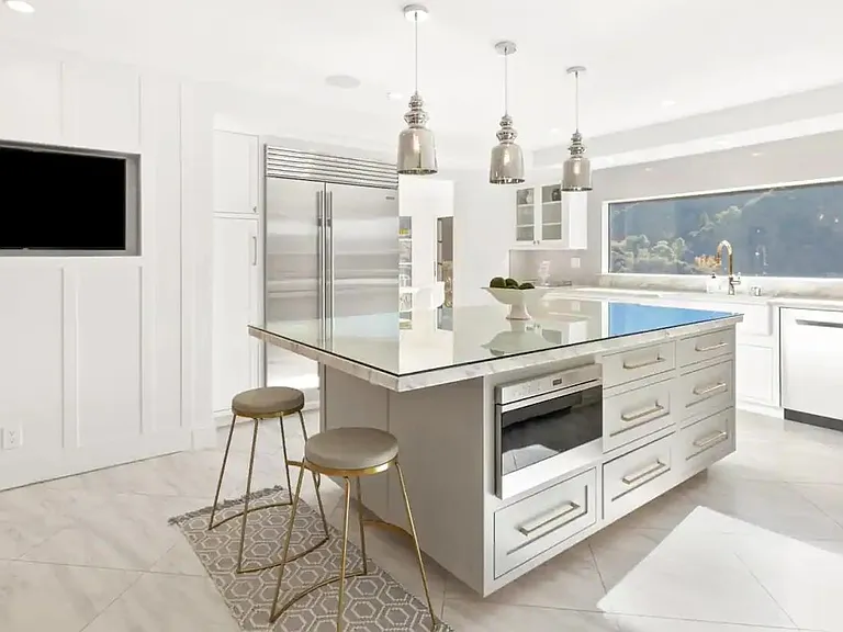 Open kitchen space for dual purpose cooking and entertaining.