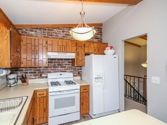 Brand new laminate flooring in the kitchen.