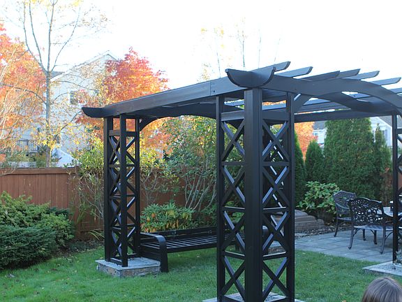 New pergola with stone base