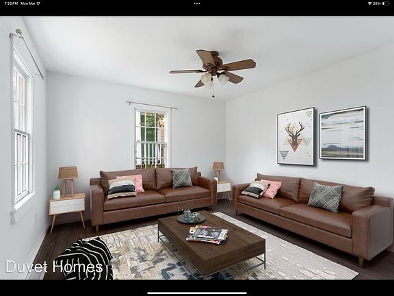 Digitally staged living room