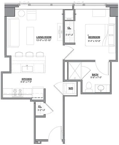 Floor plan 1 Bed/1 Bath-1A-1