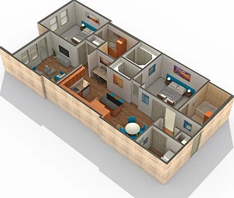 2 BR x 2 BA - A Floorplan 2 BR x 2 BA - A Floorplan