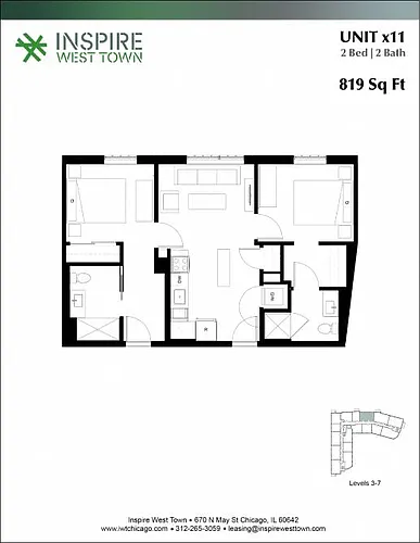 Floor plan x11 2 Bed - 2 Bath