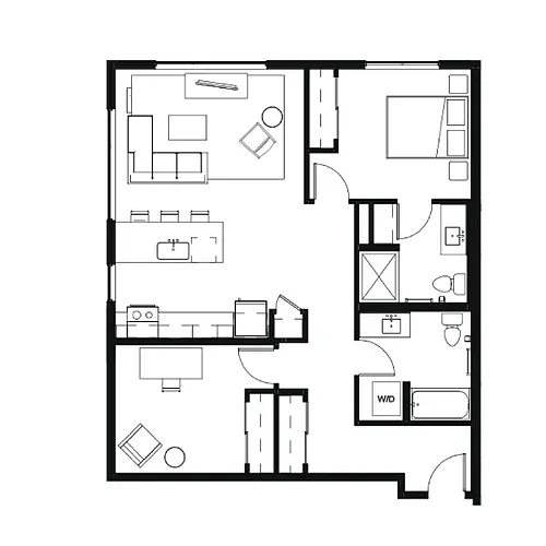 Floor plan One Bed + Den 27