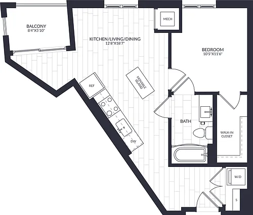 Floor plan 1 Bed/1 Bath-A1-5