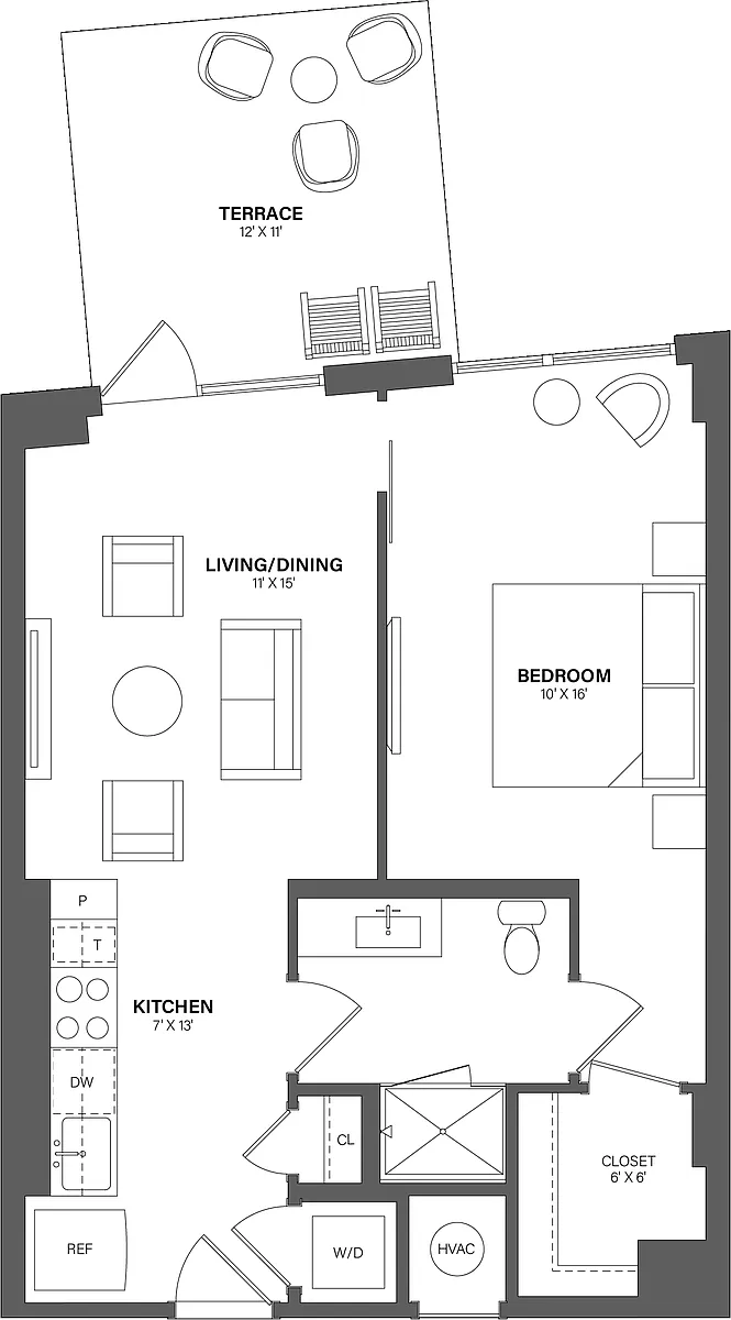 Floor plan 1 Bed/1 Bath-A6