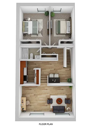 Floor plan 2 Bedroom - 1Bath
