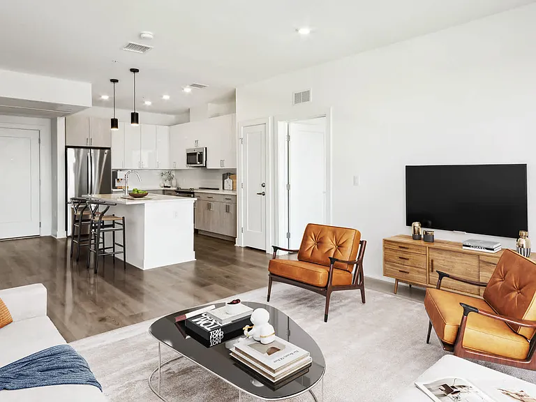 Kitchen and Living Room with Hard Surface Flooring