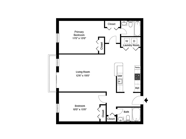Floor plan Two Bedroom Two Bath Split