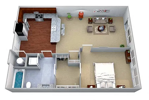 Floor plan A3 1 Bed/1 Bath