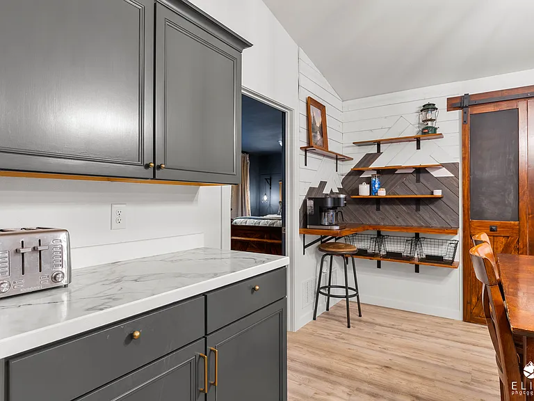 Coffee nook and open pantry