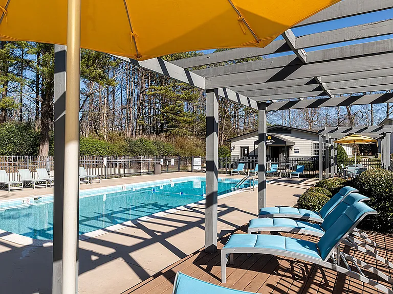Swimming pool and gazebo lounge area