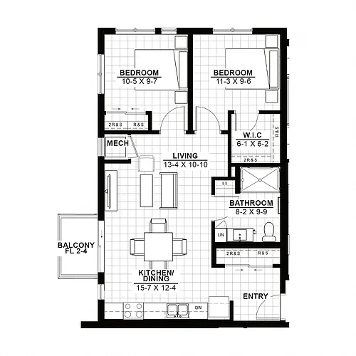 Floor plan 2 Bedroom (60)