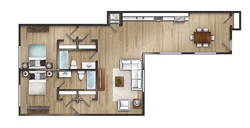 Floor plan 2 Bed 2 Bath