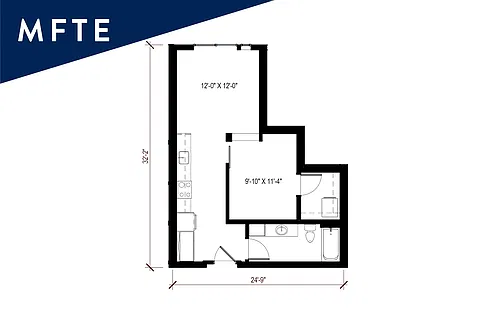 Floor plan MFTE Urban 1 Bedroom - U18