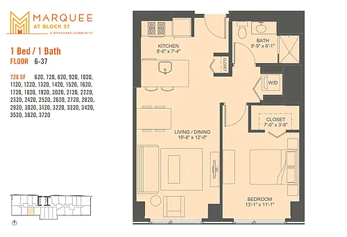 Floor plan 1 Bedroom x 20