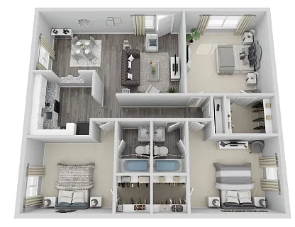 Floor plan 3 Bedroom, 2 Bathroom