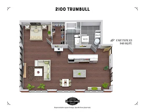 Floor plan 2100 Trumbull - Full Loft