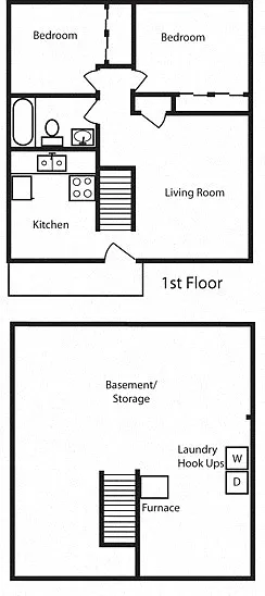 Floor plan 2 Bedroom 1 Bath