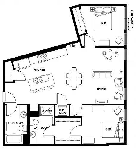 Floor plan B13 Two Bed