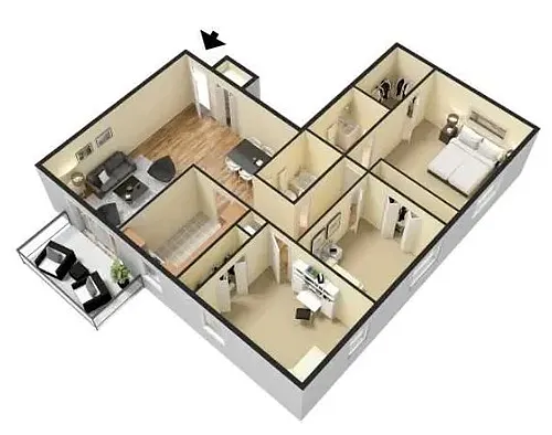 Floor plan 3 Bed 2 Bath