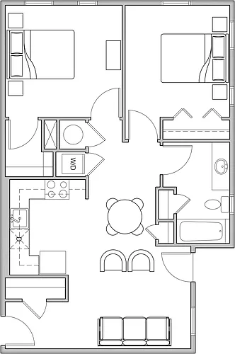 Floor plan 2Bd 1Bth