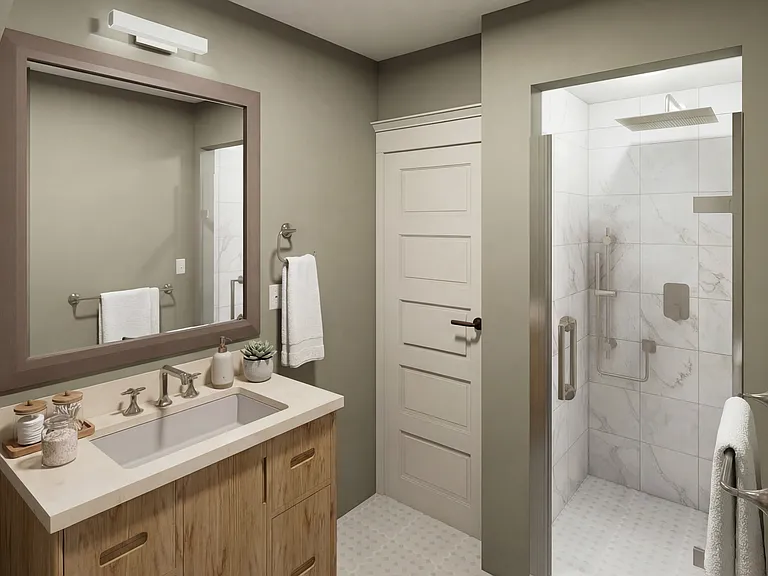 Rendering of Full Bath
Photos shown represent the planned design aesthetic. Please note that finishes and fixtures may vary slightly from the renderings provided.