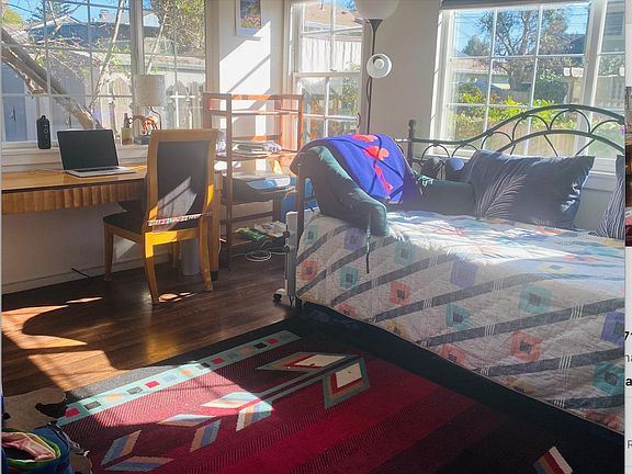Large Bedroom Bed, Desk, & View