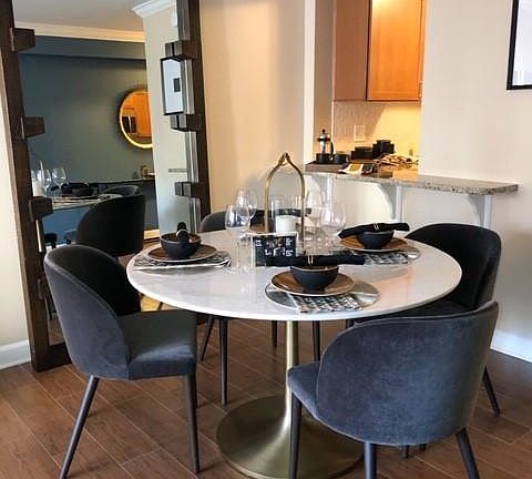 Dining area of one bedroom apartment