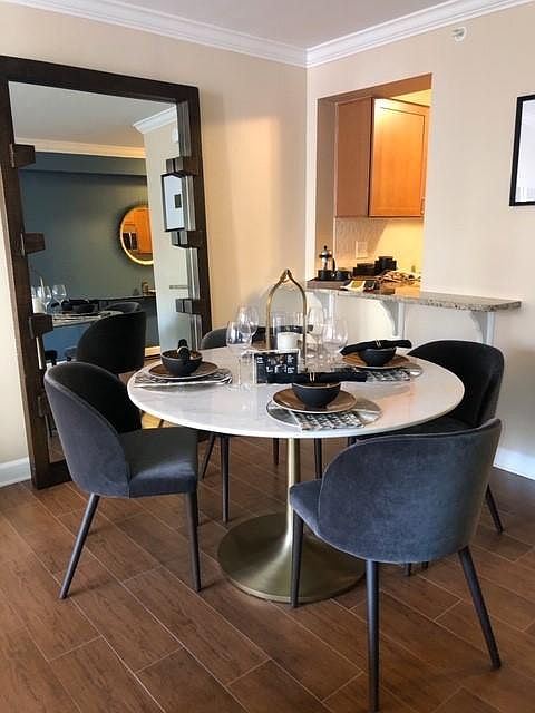 Dining area of one bedroom apartment