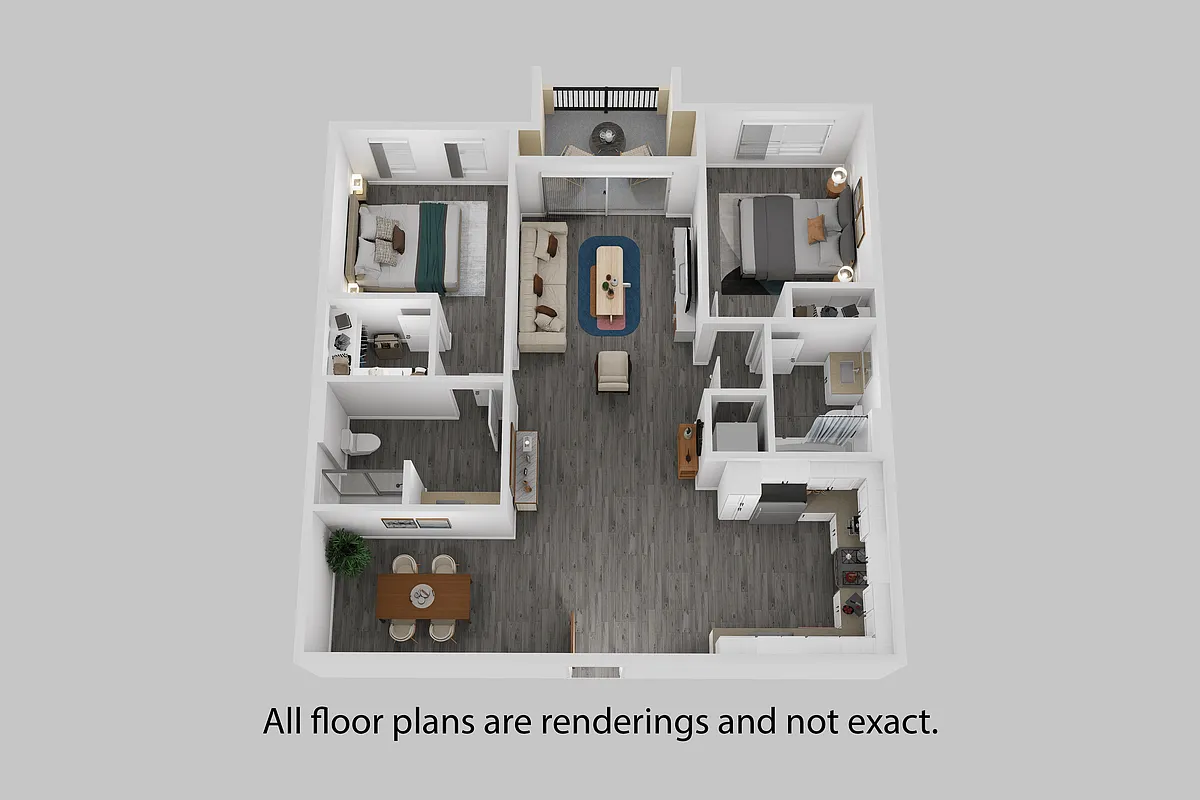 Floor plan Two Bedroom + Two Bathroom 1260 sf