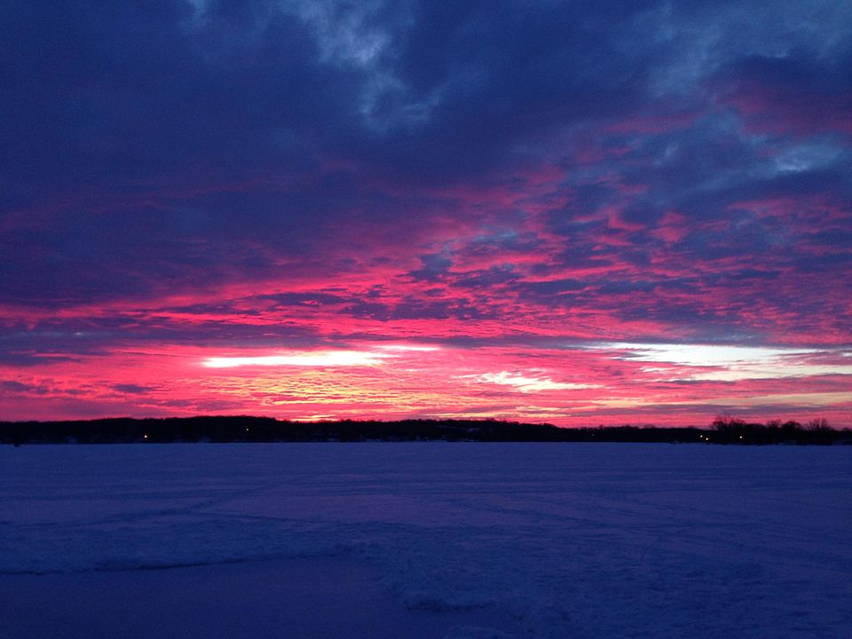 Enjoy the sunrise over the lake
