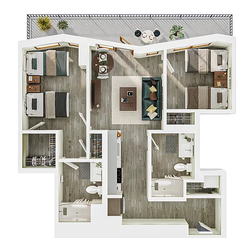Floor plan 2BR/2BA - B8