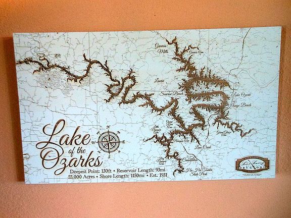Wood map Lake of the Ozarks