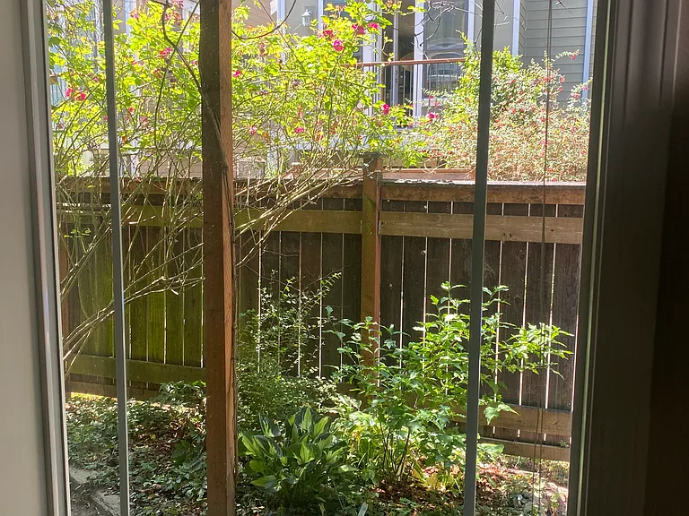 Entrance to home with view of garden