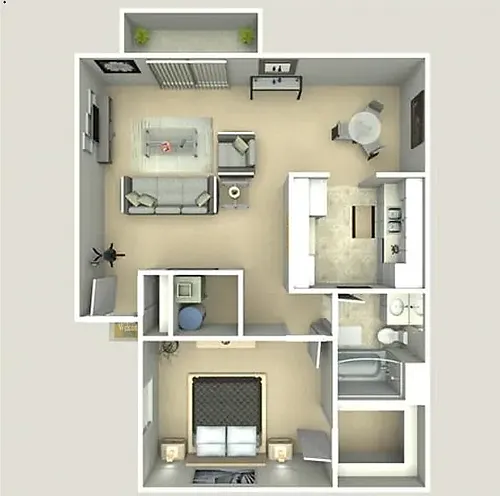 Floor plan 1bed 1bath (renovated)