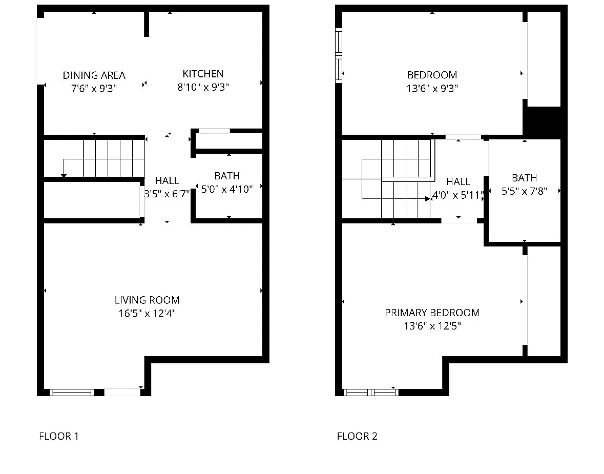 Floor plan 2 Bedroom Townhome
