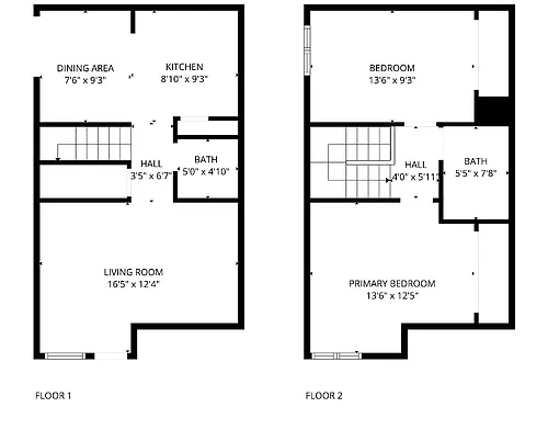 Floor plan 2 Bedroom Townhome