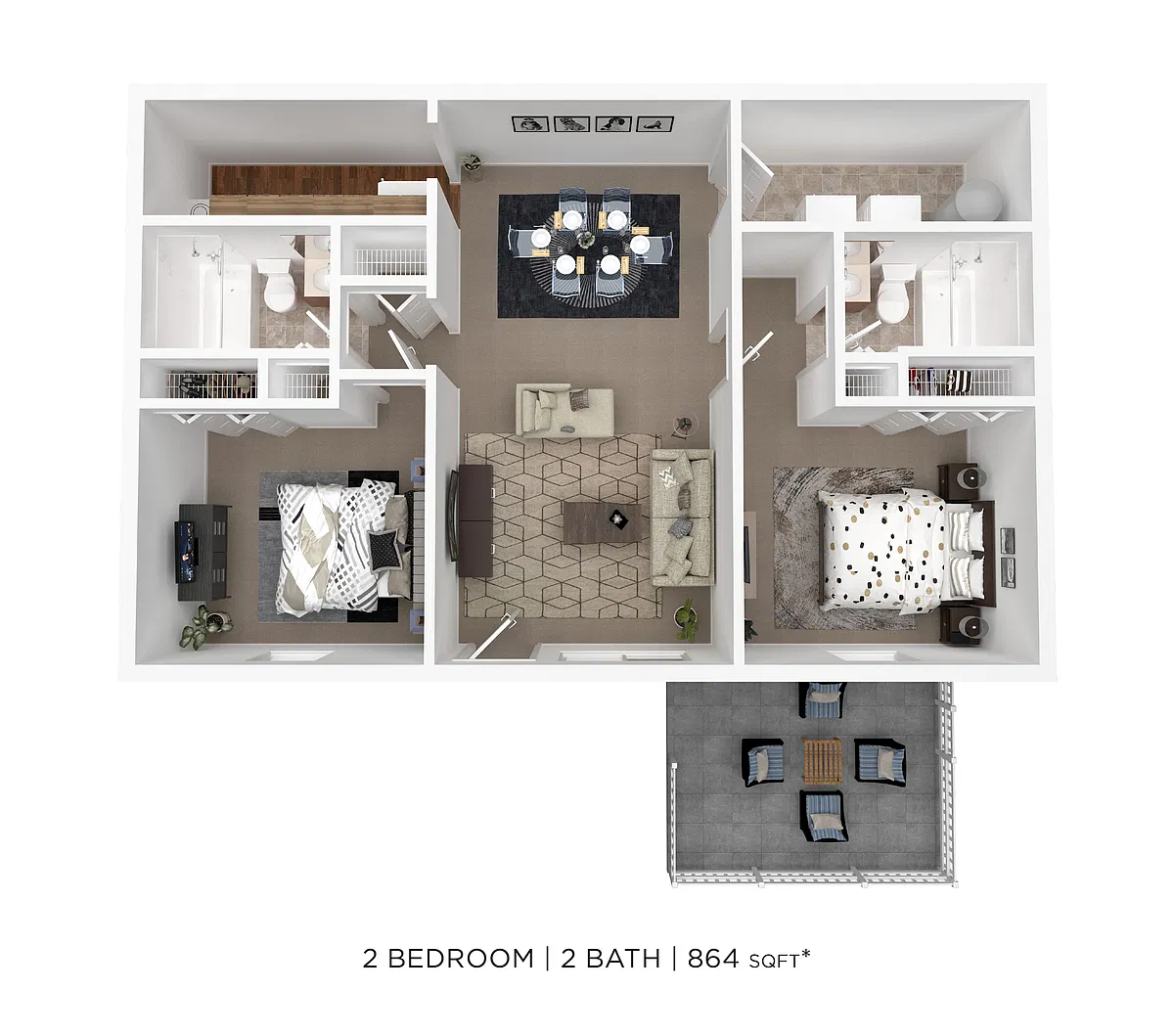 Floor plan Two Bed Two Bath Open