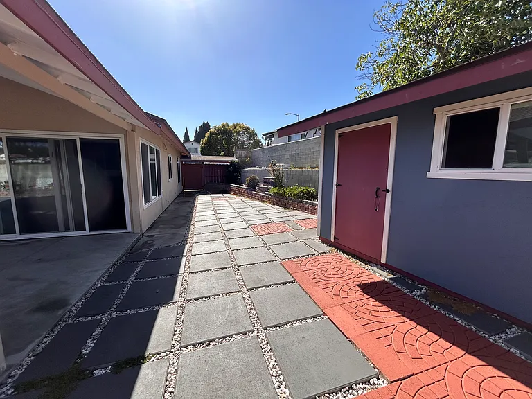 Backyard with shed.