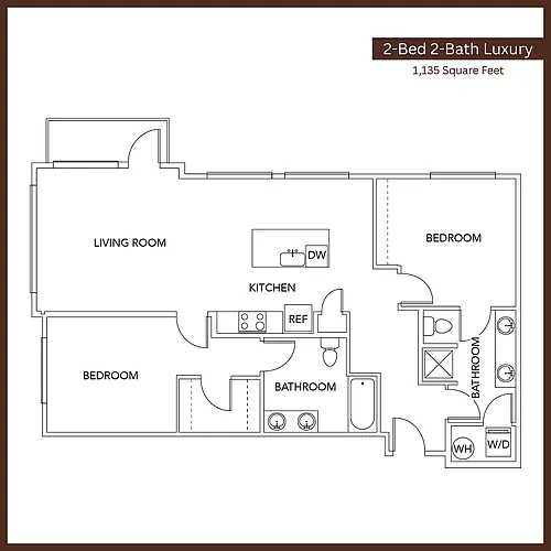 Floor plan 2 Bedroom 2 Bath Luxury