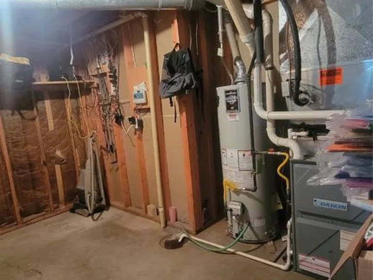 Mechanical room with more large storage space. This is also where the internet would be hooked up.